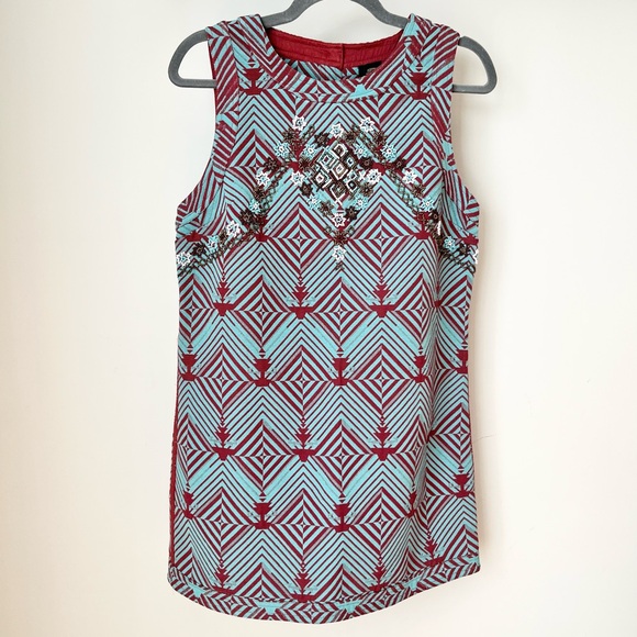 Free People New Romantics Beaded Mini Shift Dress - Picture 2 of 7